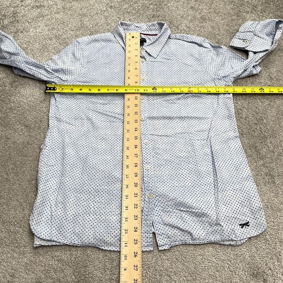Talbots Button Down Shirt Womens Large Blue Polka Long Sleeve Cotton Casual Top - Picture 7 of 11
